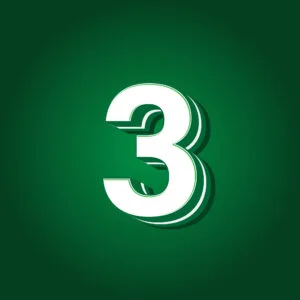 3D Number Three Green Color Design