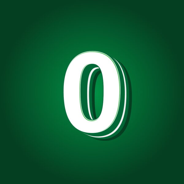 3D Number Zero Green Color Design