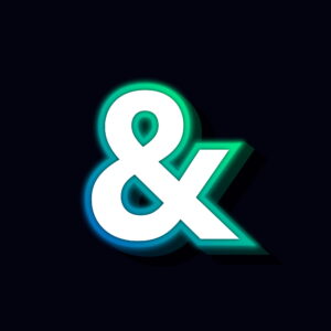 Ampersand Symbol Neon Glowing Design