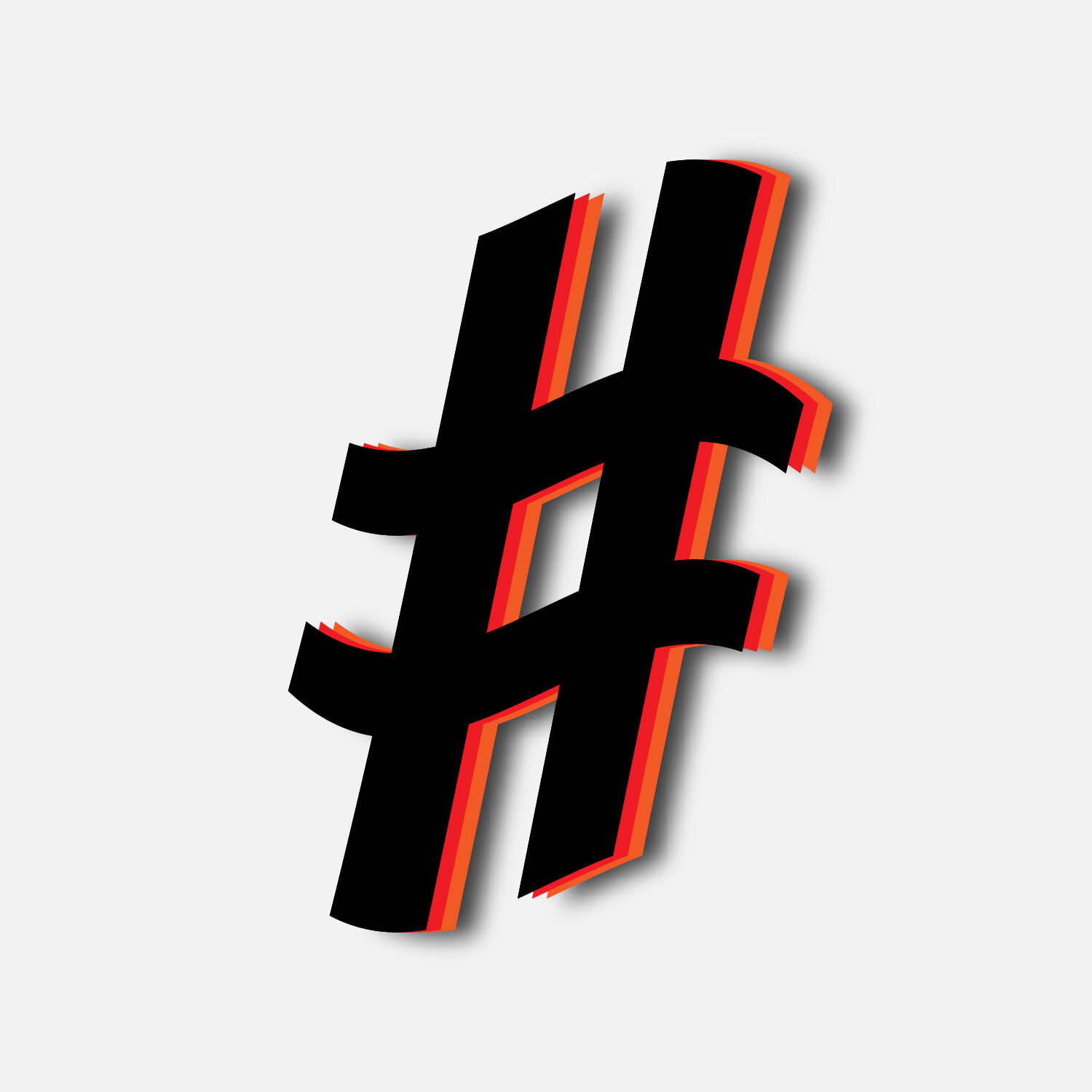 Hashtag Symbol Tricolor Layer Design