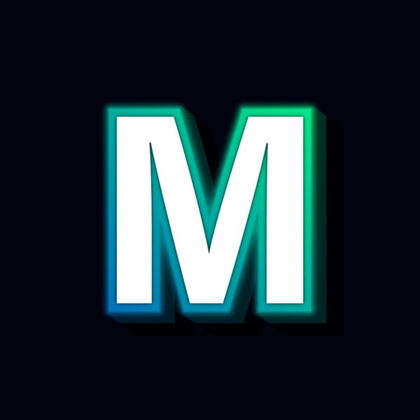 Letter M Neon Glowing Design