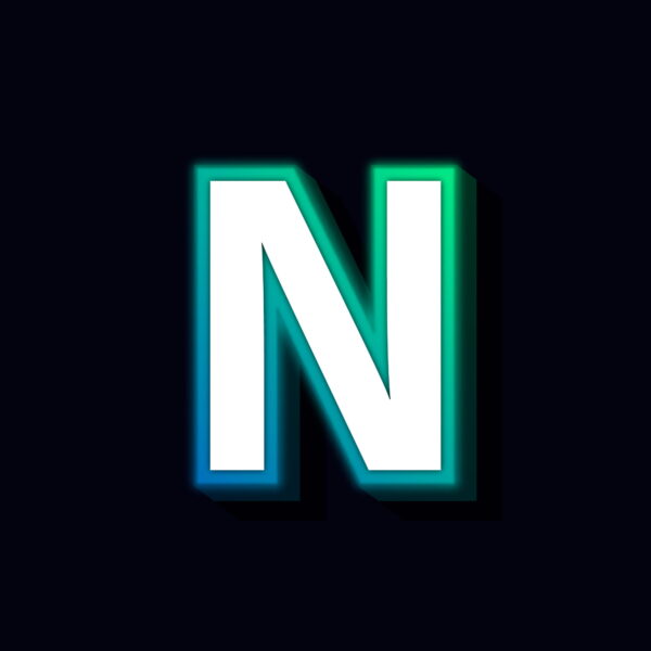 Letter N Neon Glowing Design