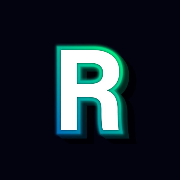Letter R Neon Glowing Design