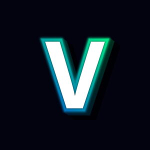 Letter V Neon Glowing Design