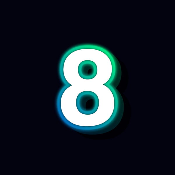 Number Eight Neon Glowing Design