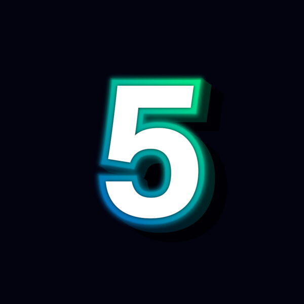 Number Five Neon Glowing Design