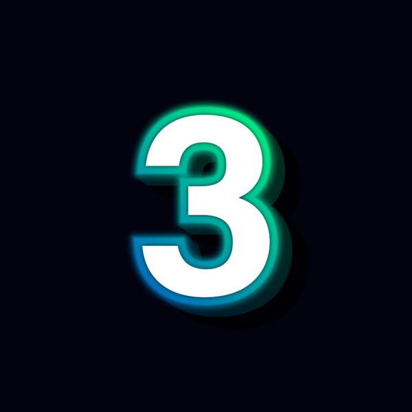 Number Three Neon Glowing Design