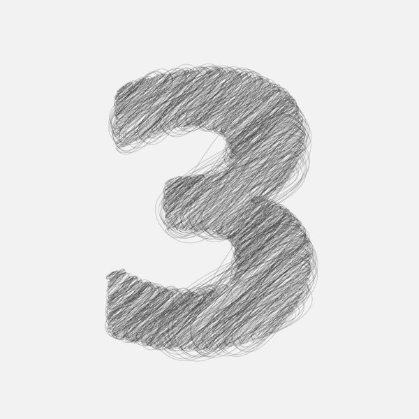 Number Three Pencil Drawing Design