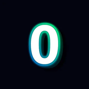 Number Zero Neon Glowing Design