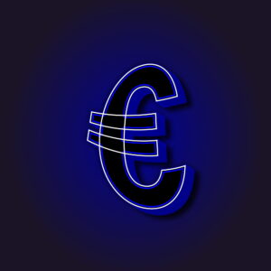3D Euro Symbol With White Border