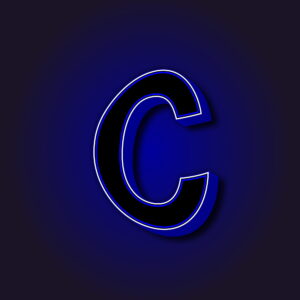 3D Letter C With White Border