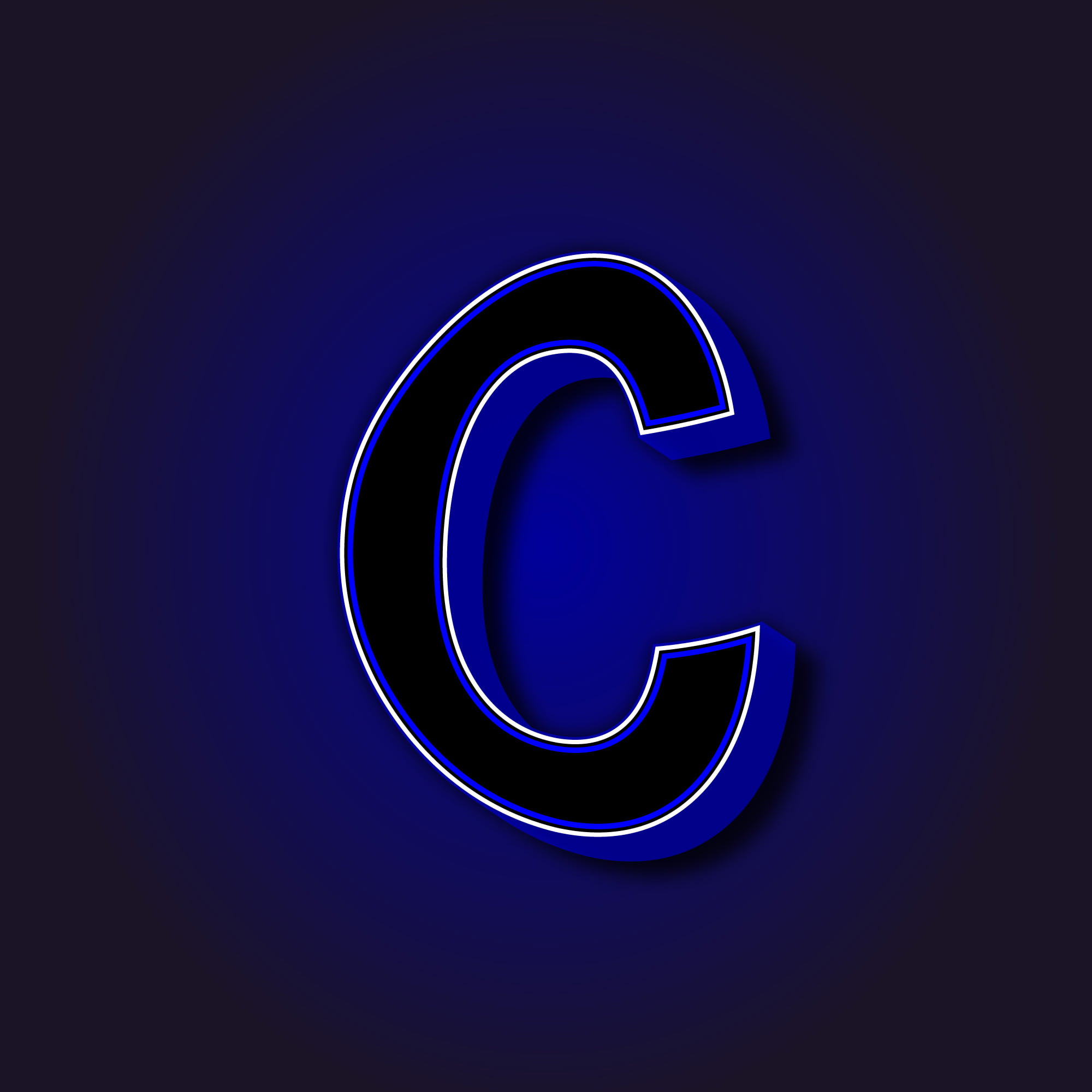 3D Letter C With White Border