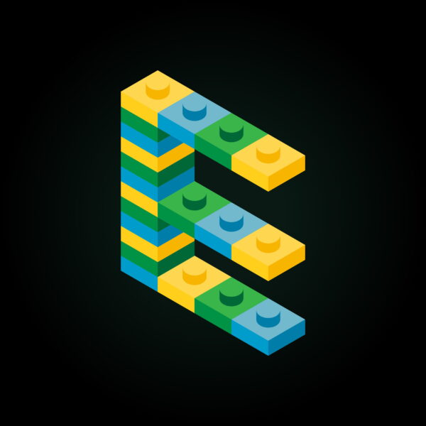 3D Letter E Lego Brick