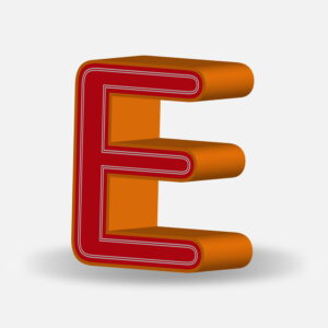 3D Letter E With Orange Border