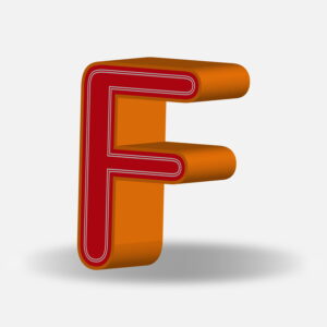3D Letter F With Orange Border