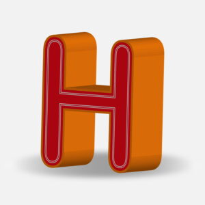 3D Letter H With Orange Border