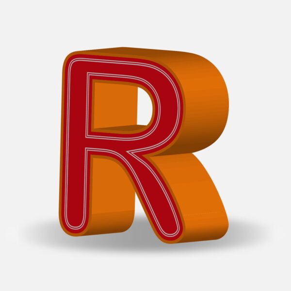 3D Letter R With Orange Border