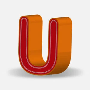 3D Letter U With Orange Border