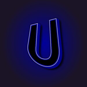 3D Letter U With White Border