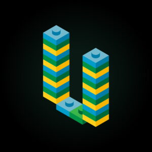 3D Letter V Lego Brick
