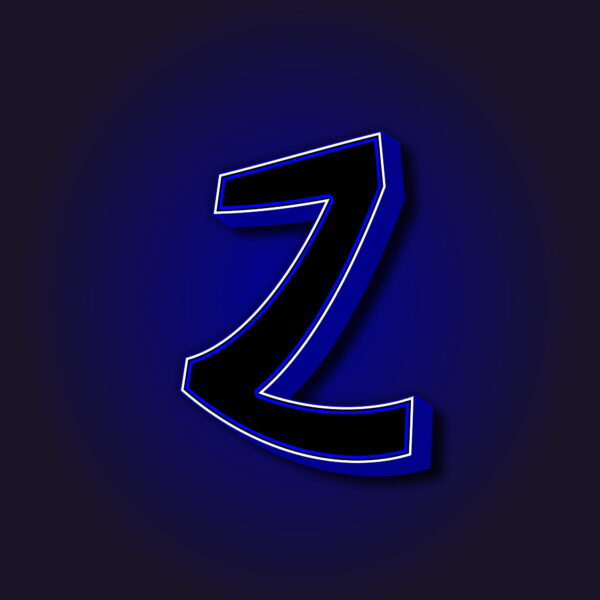 3D Letter Z With White Border