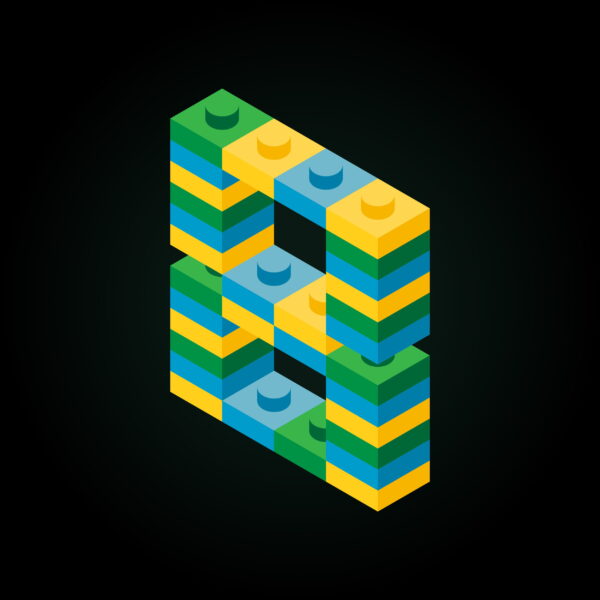 3D Number Eight Lego Brick