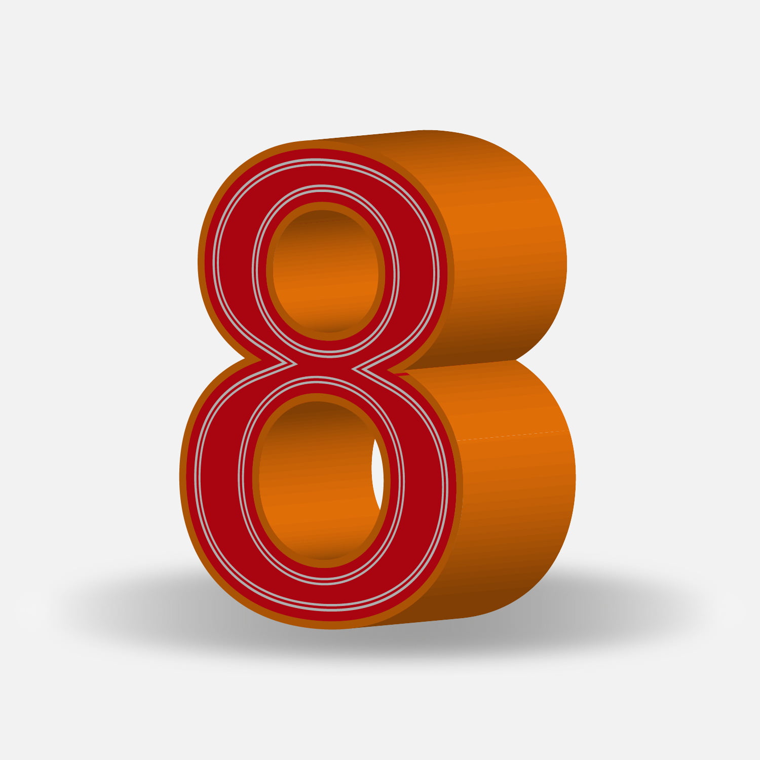 3D Number Eight With Orange Border