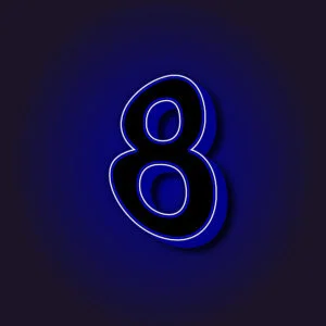 3D Number Eight With White Border
