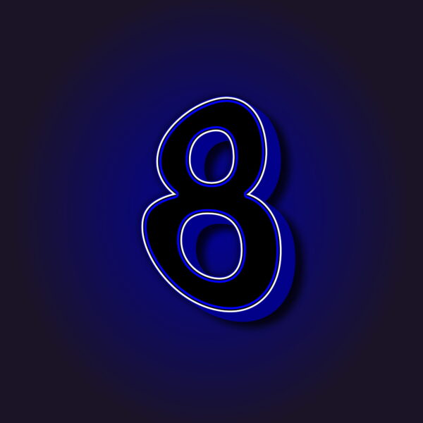 3D Number Eight With White Border