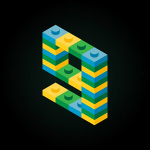 3D Number Nine Lego Brick