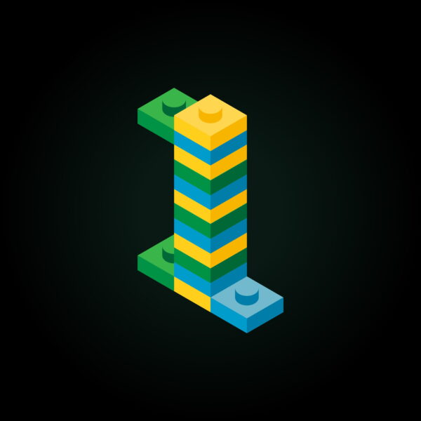 3D Number One Lego Brick