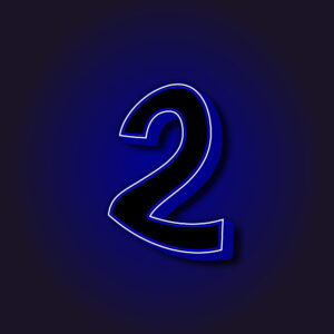 3D Number Two With White Border