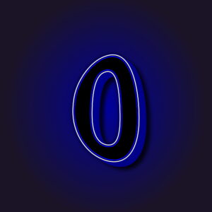 3D Number Zero With White Border