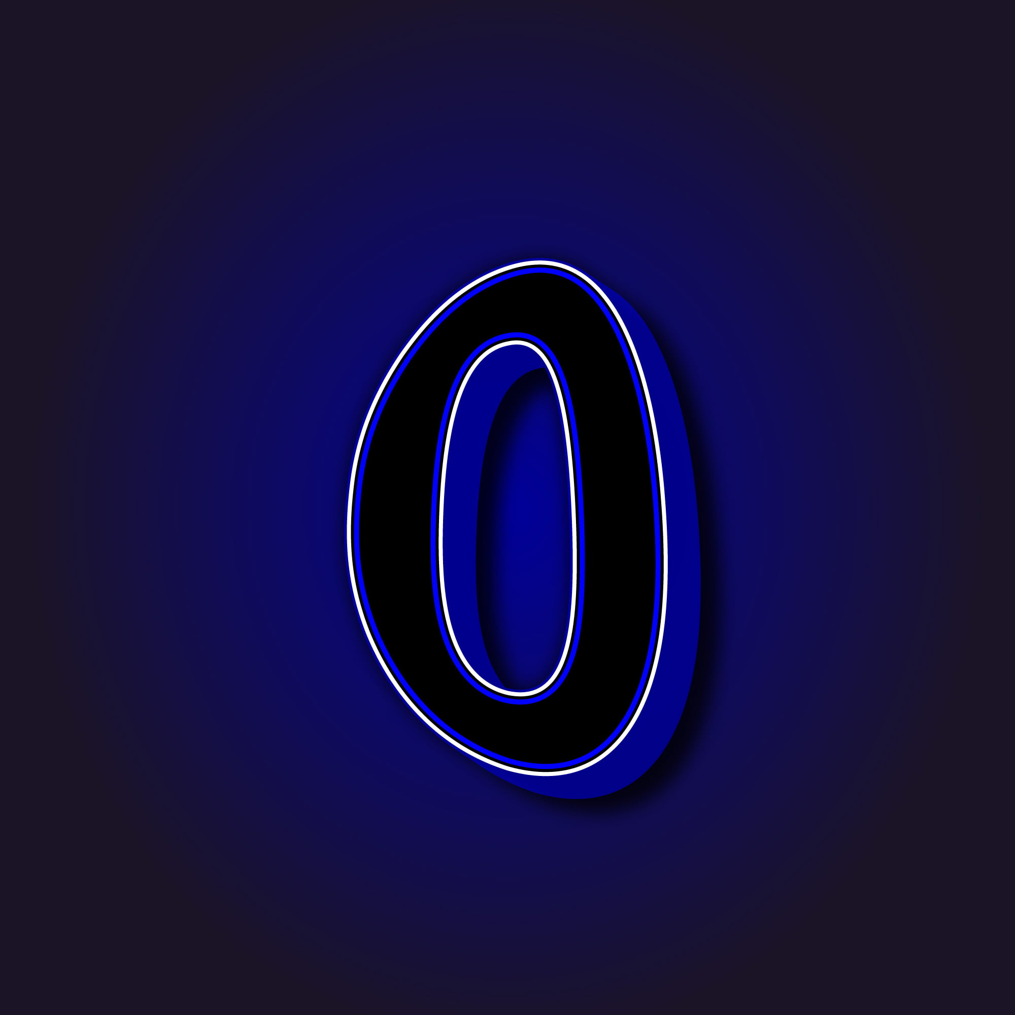 3D Number Zero With White Border