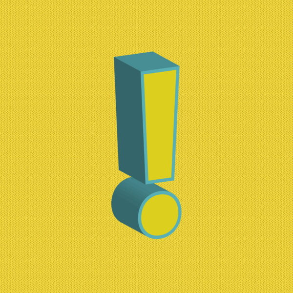 3D Yellow Exclamation Symbol With Blue Border