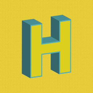 3D Yellow Letter H With Blue Border