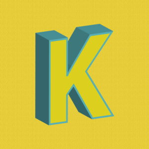 3D Yellow Letter K With Blue Border
