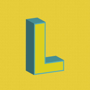 3D Yellow Letter L With Blue Border