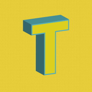 3D Yellow Letter T With Blue Border