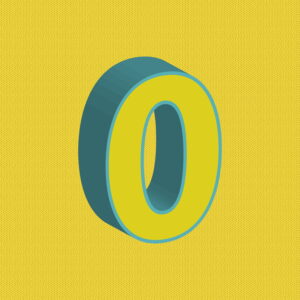 3D Yellow Number Zero With Blue Border
