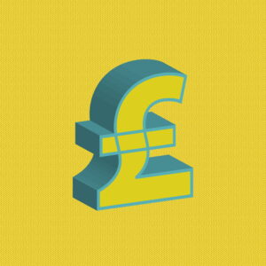3D Yellow Pound Symbol With Blue Border