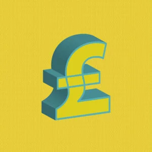 3D Yellow Pound Symbol With Blue Border