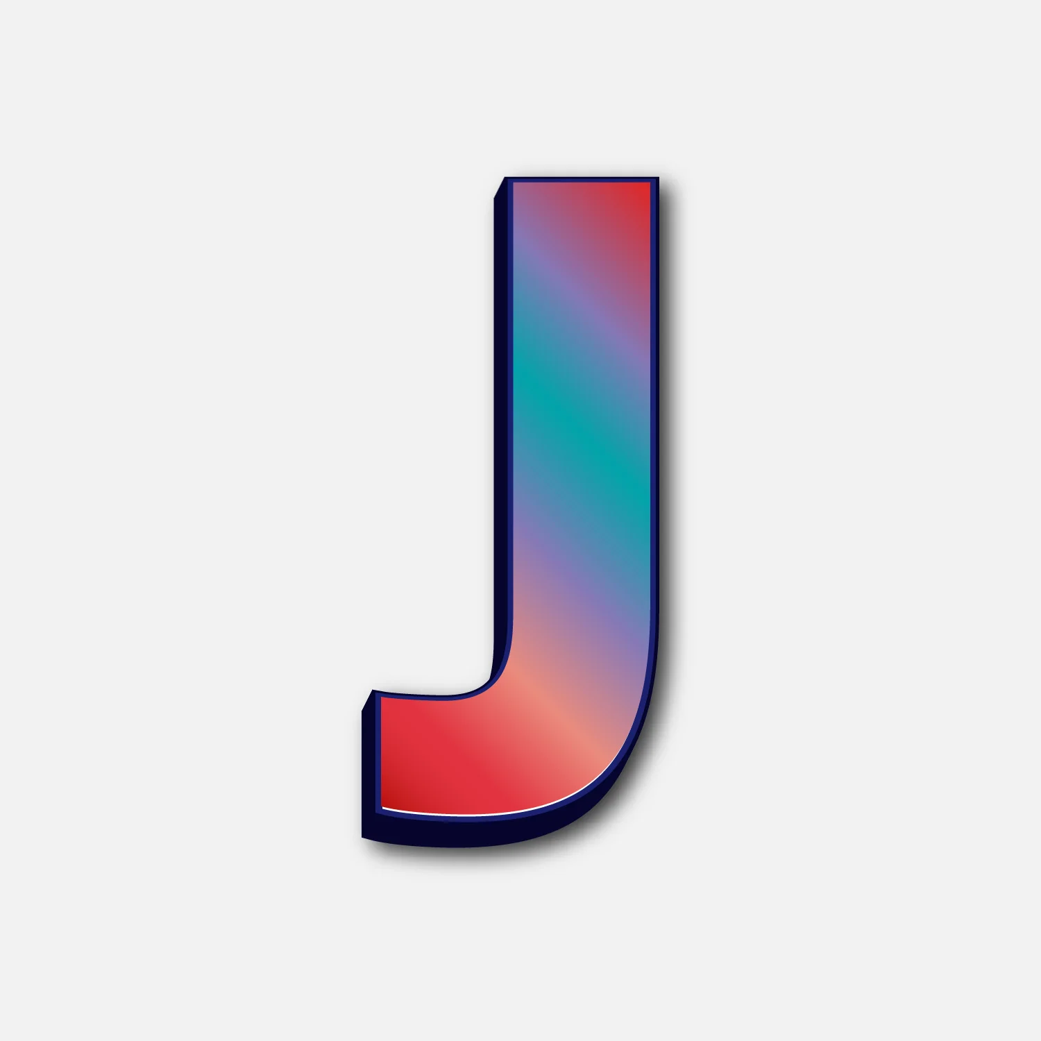 Letter J Glossy Colorful Design