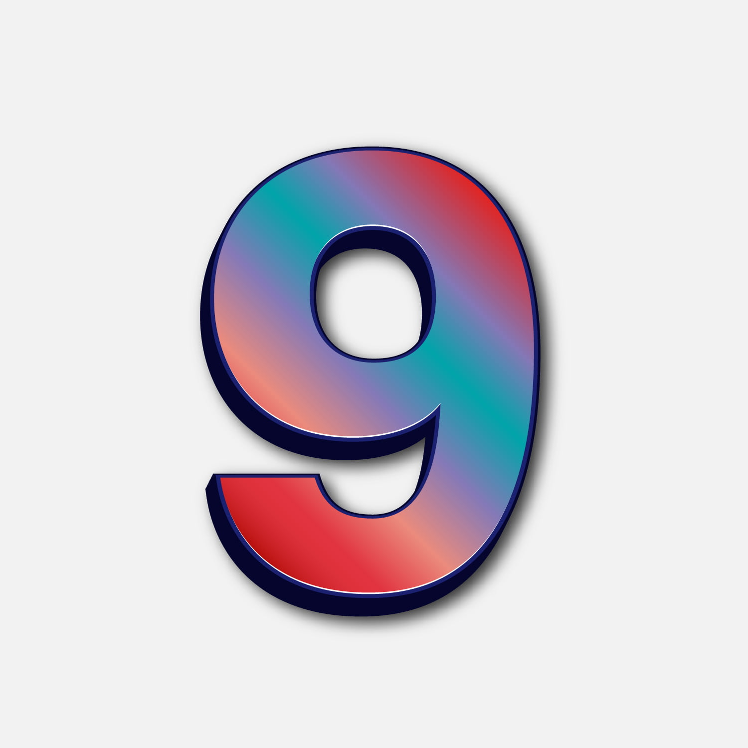 Number Nine Glossy Colorful Design