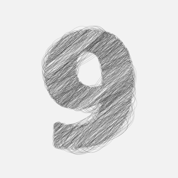 Number Nine Pencil Drawing Design