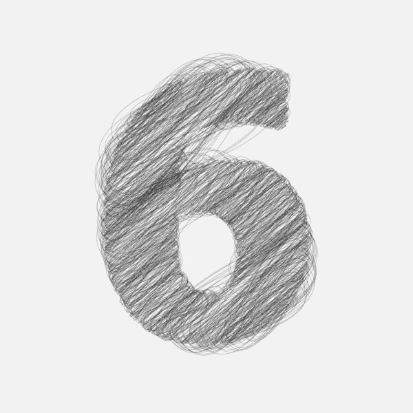 Number Six Pencil Drawing Design