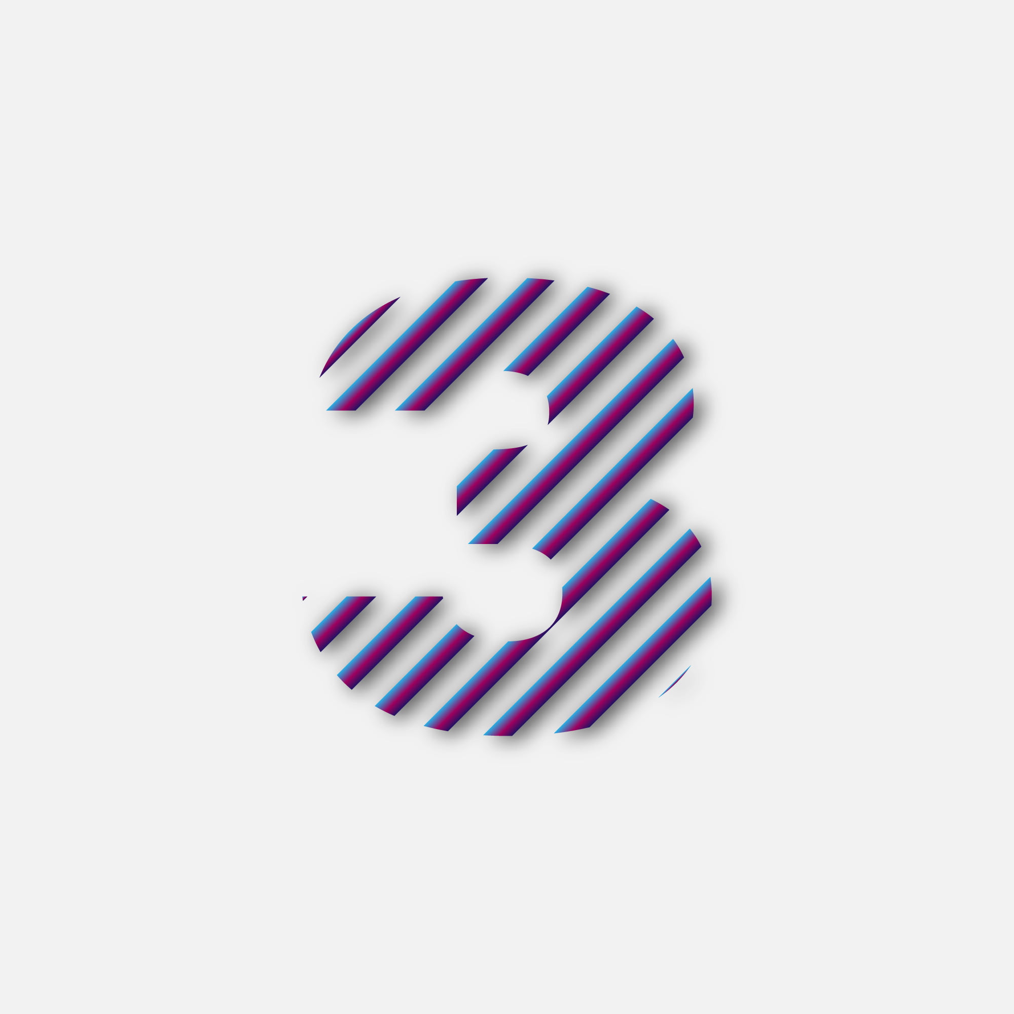 Number Three Colorful Line Design