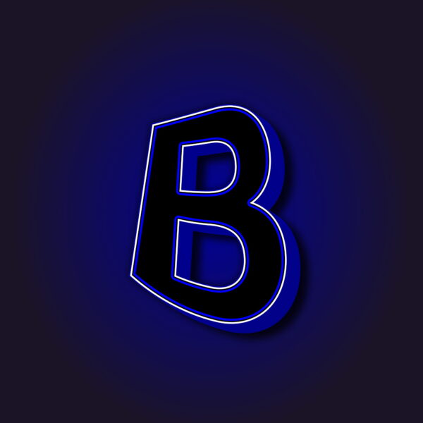 3D Letter B With White Border