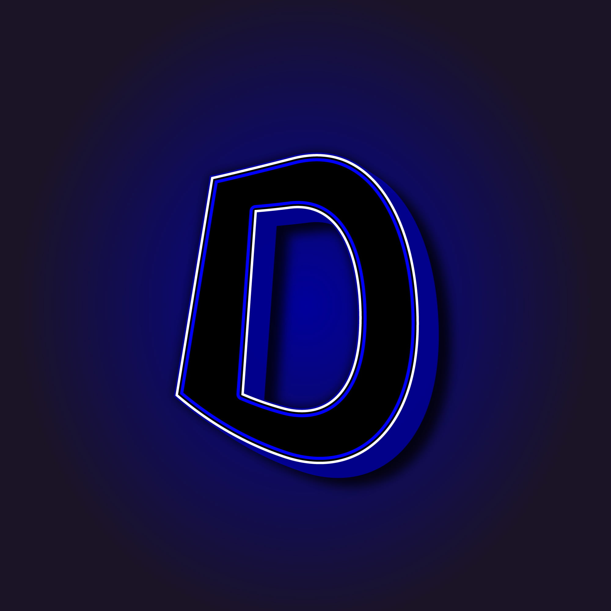 3D Letter D With White Border