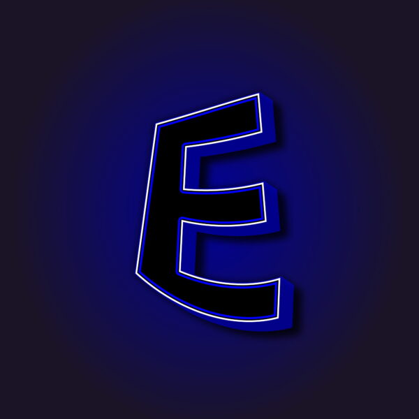 3D Letter E With White Border